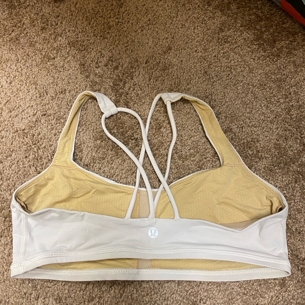 Lululemon Athletica Cream and Gold Crisscross Sports Bra